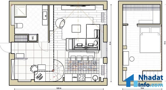 thiết kế nhà 40m2 1 tầng