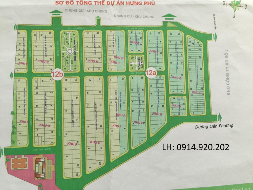 Bán đất khu nhà ở cao cấp Hưng Phú 1, Quận 9, cần bán nhanh lô biệt thự, giá 33 tr/m2 10166295