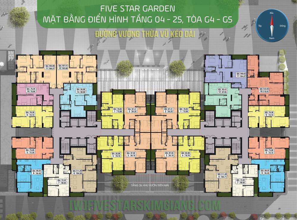 Bán chung cư Five Star Garden, chủ nhà căn 1203G5, DT 84.19m2 bán gấp giá 23tr/m2 (bao phí) 4339530