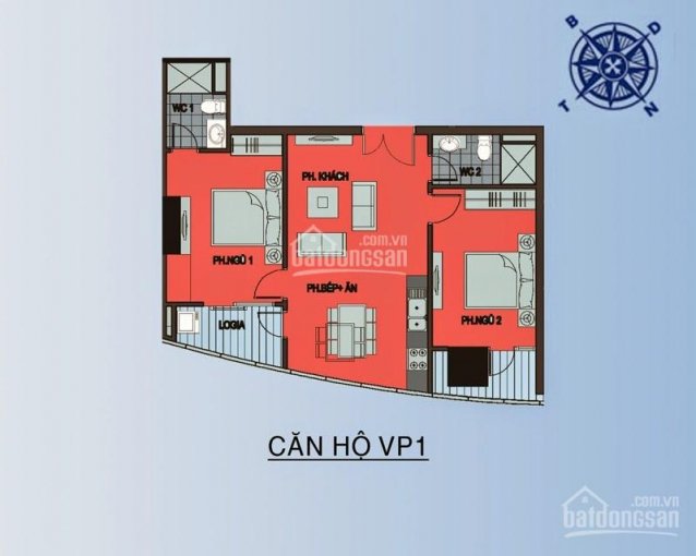 Bán căn hộ chung cư Ellipse, căn VP1, DT: 78,3m2 3 PN, giá rẻ 1,4 tỷ 6524964