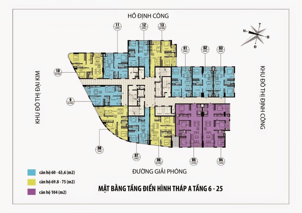Bán căn hộ chung cư CT36 Định Công, căn tầng 1107 A, DT: 60m2, giá: 22tr/m2. LH: 0904517246 6617292