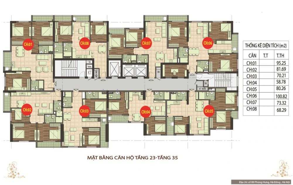 CC cần bán căn hộ CC 89 Phùng Hưng, tầng 1806, DT: 93,72m2, 3PN, giá bán 15 tr/m2. LH: 0964467711 6572154