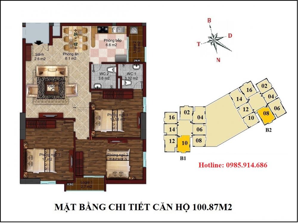 Chính chủ cần bán căn 1710 B1 chung cư B1B2 Tây Nam Linh Đàm 6823633