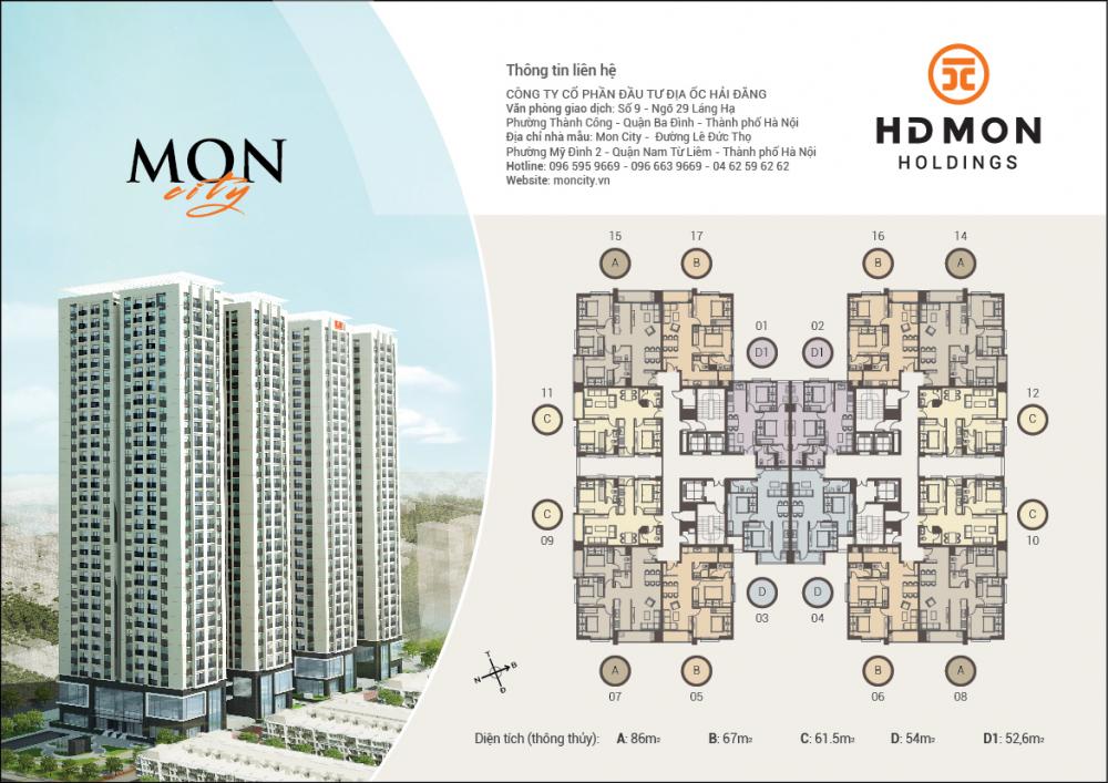Bán cắt lỗ căn hộ B1606 67m2, dự án HD Mon City Mỹ Đình, giá chỉ 2 tỷ 7362210