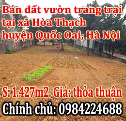 Bán đất vườn trang trại, tại xã Hòa Thạch, huyện Quốc Oai, TP Hà Nội. 7535551