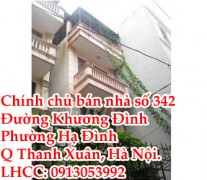 Chính chủ bán nhà số 342 đường Khương Đình, phường Hạ Đình, Q Thanh Xuân, Hà Nội 9168116