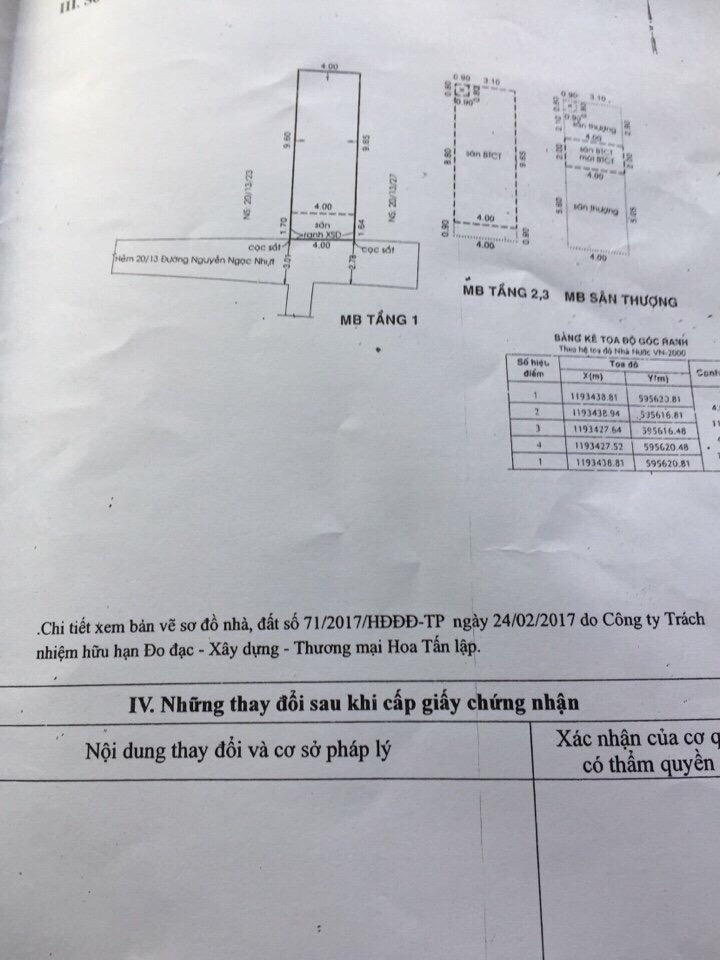 Bán nhà 20/13/25 Nguyễn Ngọc Nhựt, Tân Phú, Tp. HCM, 3 lầu, giá 4,2 tỷ 9224396