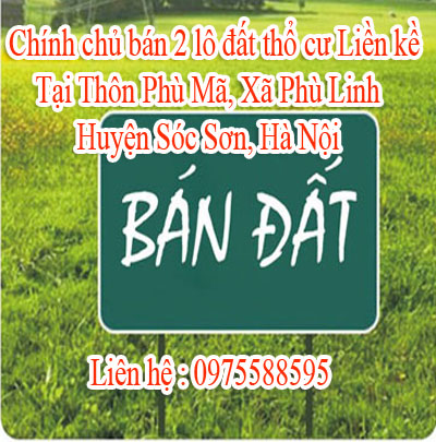 Chính chủ bán 2 lô đất thổ cư Liền kề tại Thôn Phù Mã, Xã Phù Linh, Huyện Sóc Sơn, Hà Nội
 9292655