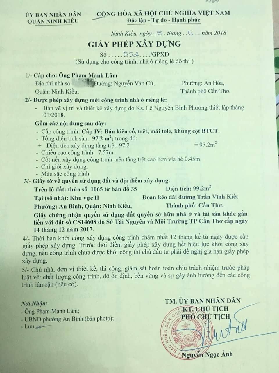 Bán đất hẻm 260 Trần Vĩnh Kiết, phường An Bình, Ninh Kiều, Cần Thơ 8096891
