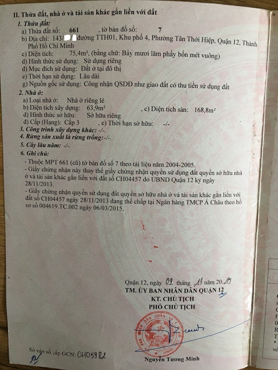 Bán nhà hẻm xe hơi đường Nguyễn Thị Kiểu, P. Tân Thới Hiệp, Q. 12 9377760