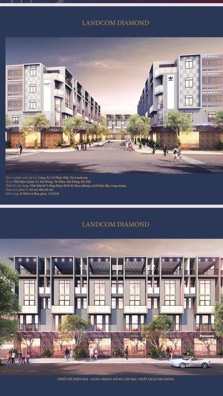 Nhà phố Landcom Diamond, đối diện quận ủy Hà Đông 62m2, xây 5 tầng, giá 5.9 tỷ 9512672