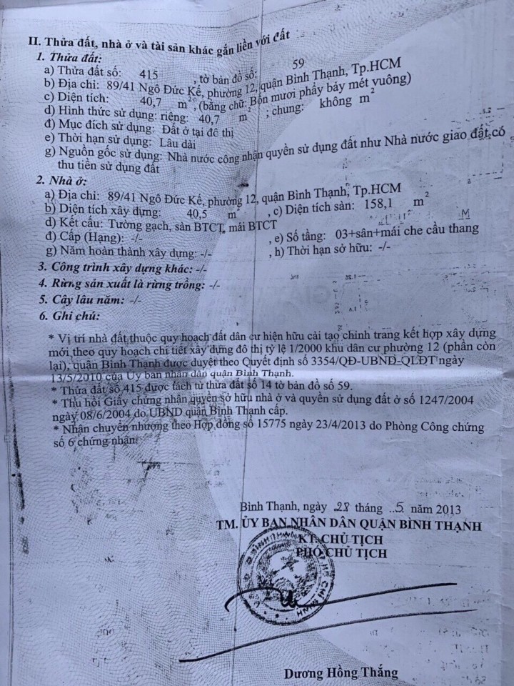 Bán nhà hẻm xe hơi 89/41 Ngô Đức Kế, P. 12, Bình Thạnh. DT: 4,1 x 14m, giá: 6,7 tỷ 9735992