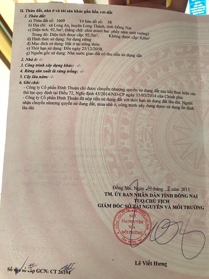 Bán 1346,5m2 đất khu Kim Sơn, thị trấn Long Thành, Đồng Nai, đường bê tông 4m 9661202