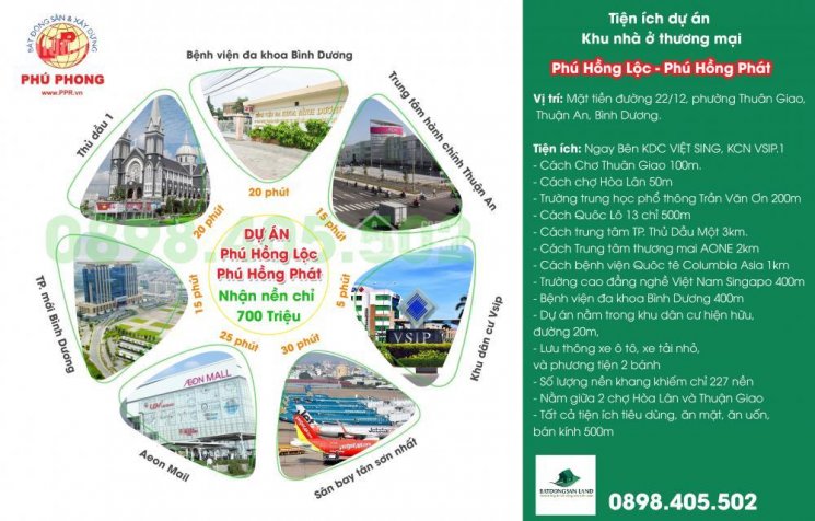 Bán đất dự án mới Phú Hồng Lộc – Phú Hồng Phát, Thuận Giao, 480 lô, MT đường, 60 - 90m2 9718582