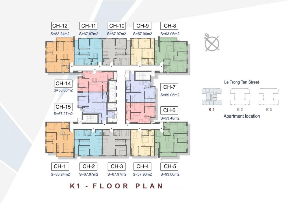 Bán gấp căn hộ căn góc 12, tòa K3 The K Park, 93 m2, 3 PN, 2 WC, hướng mát view đẹp + nội thất 10009319