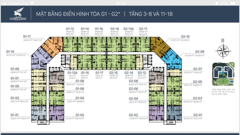 Bán chung cư cao cấp Sunshine Garden, Hoàng Mai, Hà Nội giá 30 triệu/m2, căn 1 - 4 PN 9889084