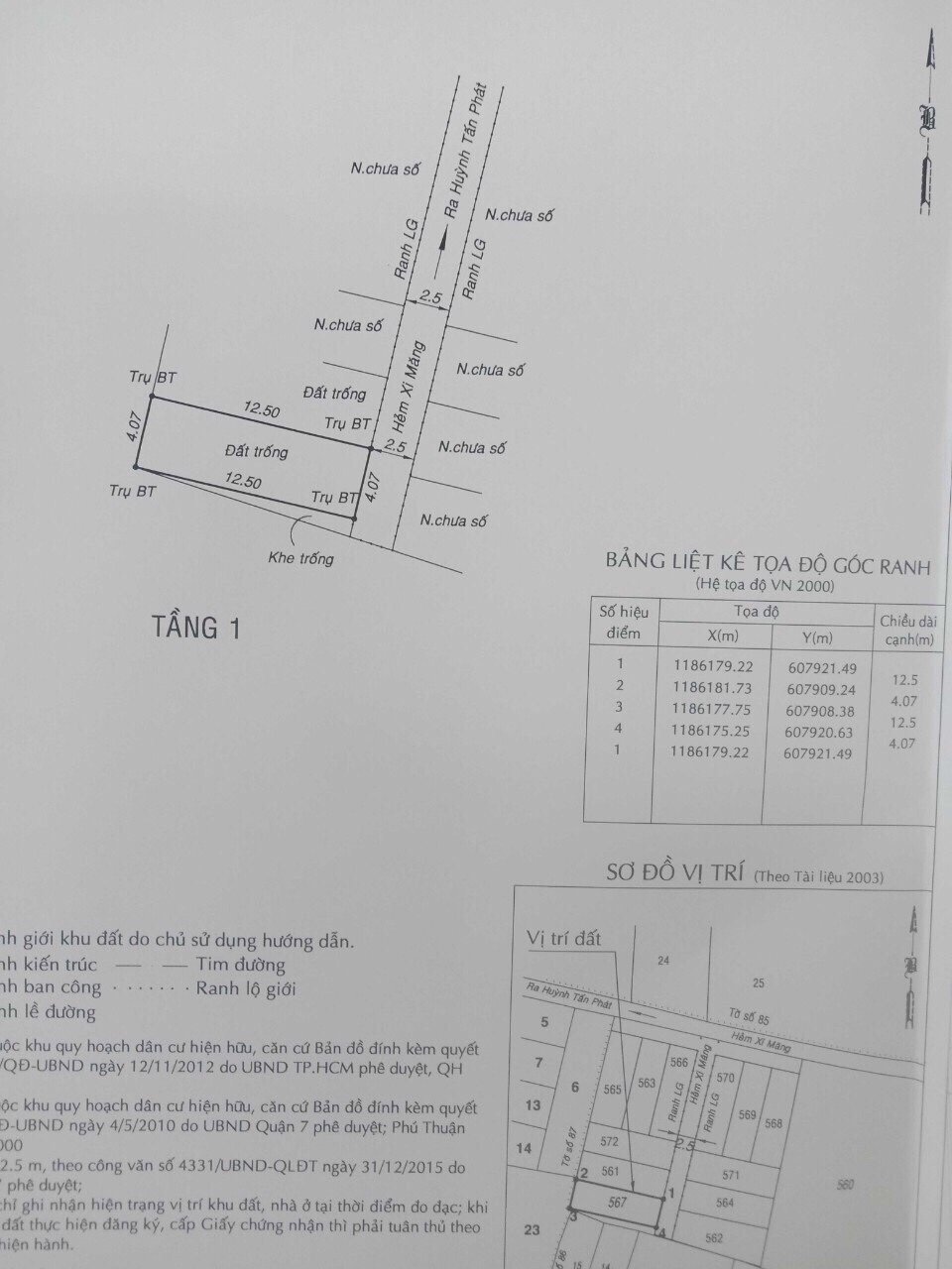Cần bán đất hẻm 1135 Huỳnh Tấn Phát, Q. 7, DT 4.1x12.5m, giá 2.8 tỷ TL 10256517