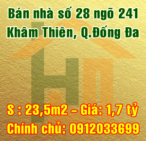 Bán nhà Quận Đống Đa, ngõ 241 phố Khâm Thiên 10282732