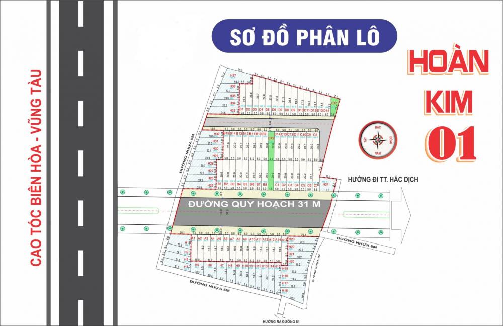 Đất nền Dự án Khu nhà ở Hoàn Kim 1,Bà Rịa Vũng Tàu , cách Sân bay Quốc tế Long Thành 20 phút 10300944