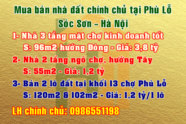 Mua bán nhà đất chính chủ tại Phù Lỗ, Sóc Sơn, Hà Nội 10348670