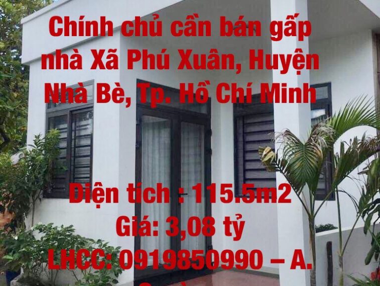 Chính chủ cần bán gấp nhà Xã Phú Xuân, Huyện Nhà Bè, Tp. Hồ Chí Minh 10368672