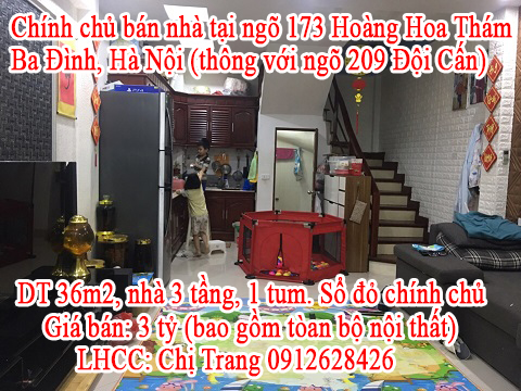 Cần bán nhà tại ngõ 173 Hoàng Hoa Thám, Ba Đình, Hà Nội (thông với ngõ 209 Đội Cấn) 10382728