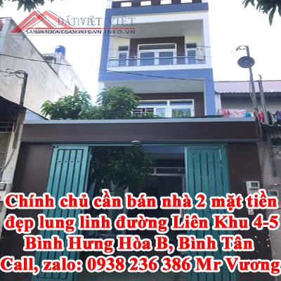 Chính chủ cần bán nhà 2 mặt tiền đẹp lung linh đường Liên Khu 4-5 Bình Hưng Hòa B, Bình Tân 10390977
