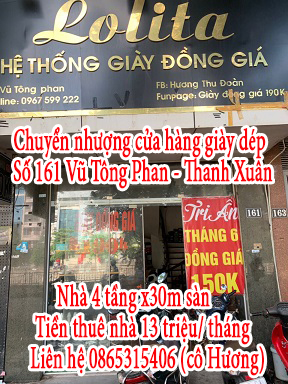 Chuyển nhượng cửa hàng giày dép tại 161 Vũ Tông Phan - Thanh Xuân, Hà Nội 10404578