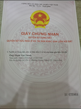 Chính chủ cần bán mảnh đất sđcc tại số 5/2/118  đường Đỗ Đại, Phường Quảng Thắng, tp Thanh Hóa. 10406267