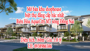 Mở bán khu shophouse, biệt thự đẳng cấp bậc nhất Biên Hòa AquaCity MT sông Đồng Nai, LH: 0938986586 10411026