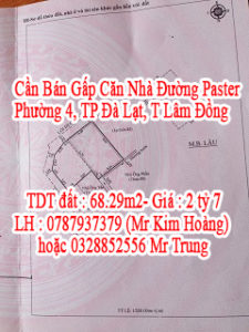 Cần Bán Gấp Căn Nhà Đường Paster ,Phường 4, TP Đà Lạt, T Lâm Đồng 10424649