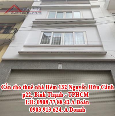 Cần cho thuê nhà Hẻm 132 Nguyễn Hữu Cảnh, p22, Bình Thạnh 10437066