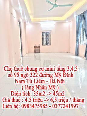 Cho thuê chung cư mini tầng 3,4,5 số 95 ngõ 322 đường Mỹ Đình - Nam Từ Liêm - Hà Nội ( làng Nhân 10453010