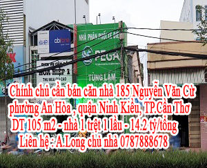 Chính chủ cần bán căn nhà 185 Nguyễn Văn Cừ, phường An Hòa , quận Ninh Kiều, TP.Cần Thơ 10461385