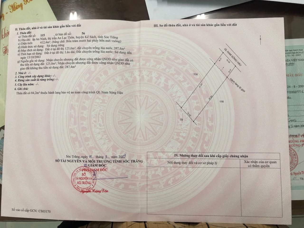 Bán nền mặt tiền Quốc Lộ Nam Sông Hậu gần Cầu Mương Khai  An Lạc Thôn Kế Sách Sóc Trăng 10501034