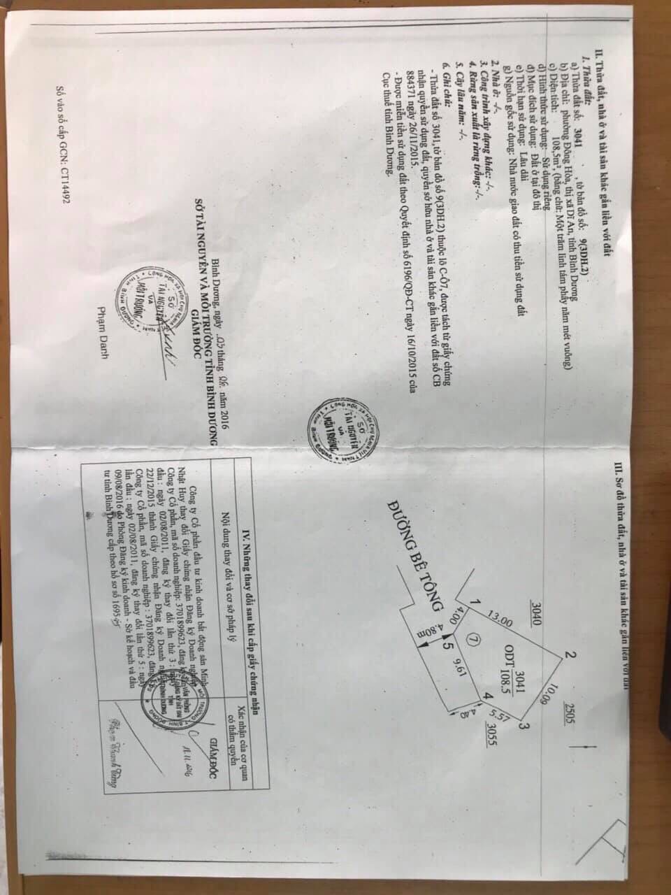 CẦN BÁN 2 LÔ ĐẤT KHU DÂN CƯ MINH NHẬT HUY (LÔ C), PHƯỜNG ĐÔNG HOÀ, TX. DĨ AN, BÌNH DƯƠNG
 10540991