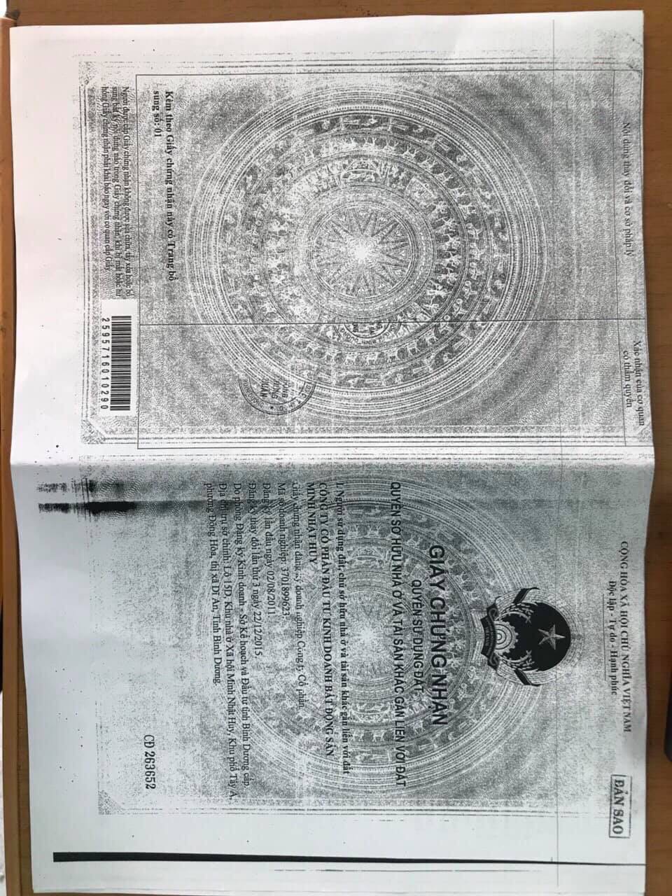 CẦN BÁN 2 LÔ ĐẤT KHU DÂN CƯ MINH NHẬT HUY (LÔ C), PHƯỜNG ĐÔNG HOÀ, TX. DĨ AN, BÌNH DƯƠNG
 10540991