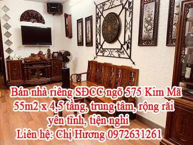 Nhà riêng SĐCC ngõ 575 Kim Mã, 55m2 x 4,5 tầng, trung tâm, rộng rãi, yên tĩnh, tiện nghi 10599280