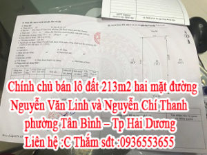 Chính chủ : Cần bán lô đất hai mặt đường Nguyễn Văn Linh và mặt Nguyễn Chí Thanh - phường Tân Bình 10639434