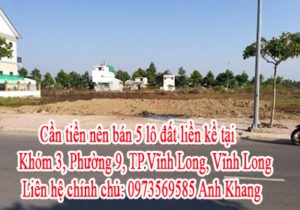 Cần tiền nên bán 5 lô đất liền kề tại Khóm 3, Phường 9, TP.Vĩnh Long, Tỉnh Vĩnh Long 10648301