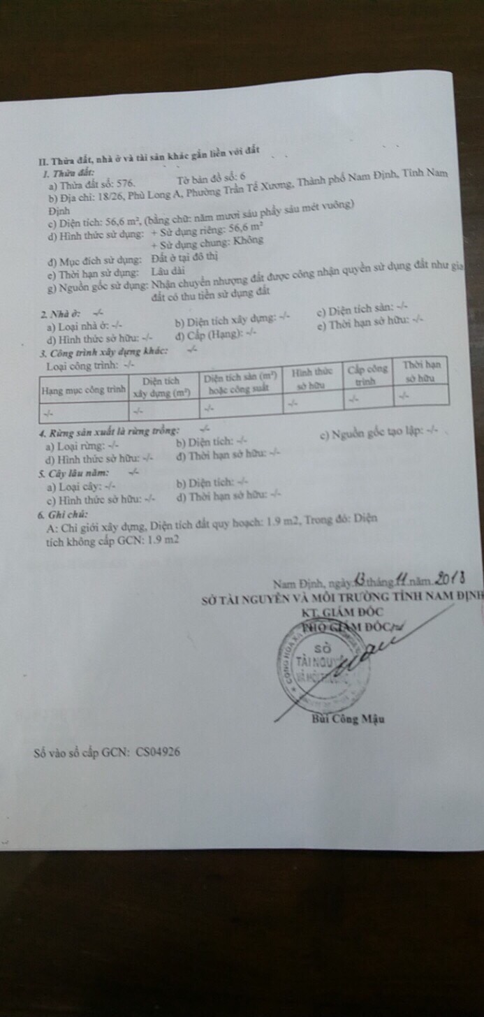 BÁN NHÀ NGÕ ĐƯỜNG 19-5 - S = 58,5M2. - PHƯỜNG TRẦN TẾ XƯƠNG - THÀNH PHỐ NAM ĐỊNH - NAM ĐỊNH 10655405
