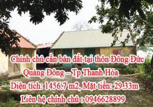 Chính chủ cần bán đất tại thôn Đông Đức – Quảng Đông – Tp Thanh Hóa . 10740307
