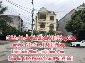 Chính chủ cần bán đất tại: Mặt đường 30m tuyến 2 Văn Cao, tp Hải Phòng. 10754893