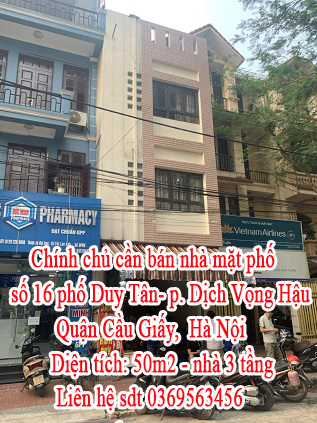 Chính chủ cần bán nhà mặt phố số 16 phố Duy Tân- phường Dịch Vọng Hậu, Quận Cầu Giấy, Thành phố Hà 10777288