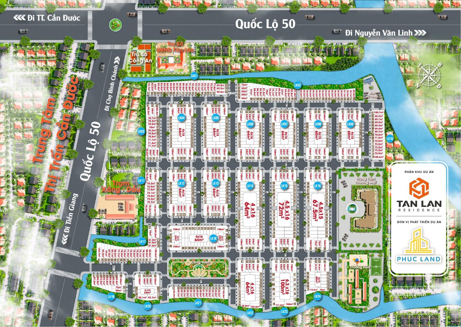 Còn 2 lô góc mặt tiền Quốc Lộ 50 giá ưu đãi - Khu đô thị 5* Tân Lân Residence
 10789903