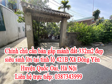Chính chủ cần bán gấp mảnh đất đẹp siêu sinh lời tại tỉnh lộ 421B Xã Đông Yên, Huyện Quốc Oai, Hà 10822007