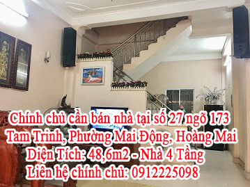 Chính chủ cần bán nhà tại số 27 ngõ 173 Tam Trinh, Phường Mai Động, Quận Hoàng Mai, Hà Nội. 10823888