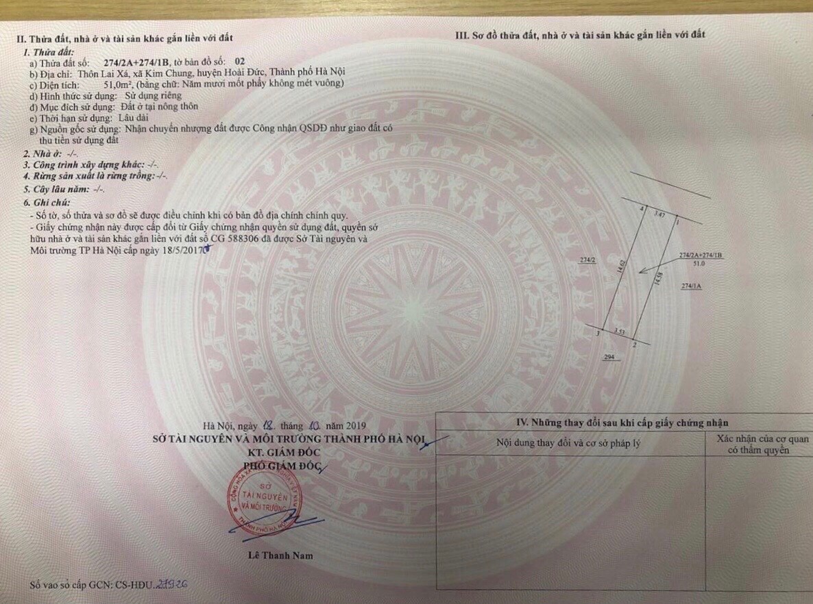 CHÍNH CHỦ CẦN BÁN LÔ ĐẤT - XÃ KIM CHUNG - HUYỆN HOÀI ĐỨC - HÀ NỘI 10830905