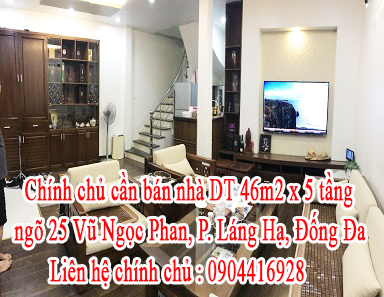 Bán nhà 5 tầng tại ngõ 25 Vũ Ngọc Phan, Phường Láng Hạ, DT 46m2 x 5 tầng, giá 9,9 tỷ, LHCC : 10842472