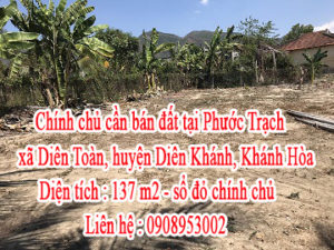 Chính chủ cần bán đất tại Phước Trạch, xã Diên Toàn, huyện Diên Khánh, tỉnh Khánh Hòa 10845357